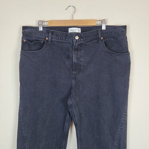 Abercrombie & Fitch Jeans 29 8 Regular Black Denim 80s Mom High Rise Split Hem - Picture 2 of 8